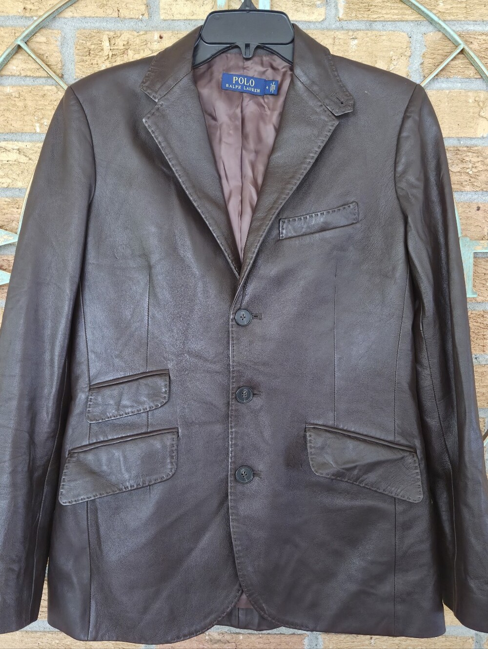 Polo Ralph Lauren Blue Label Women's Brown Lamb Skin Leather Blazer Sz 4